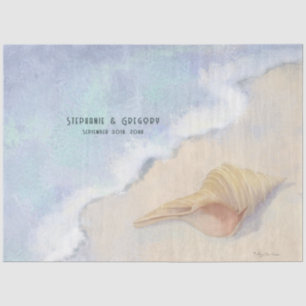 Seashell Beach Sand Blue White Wave Decoupage Tissue Paper