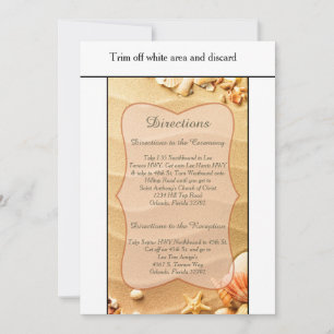 Seashell Beach Sand Wedding 3.5x6 Directions Card