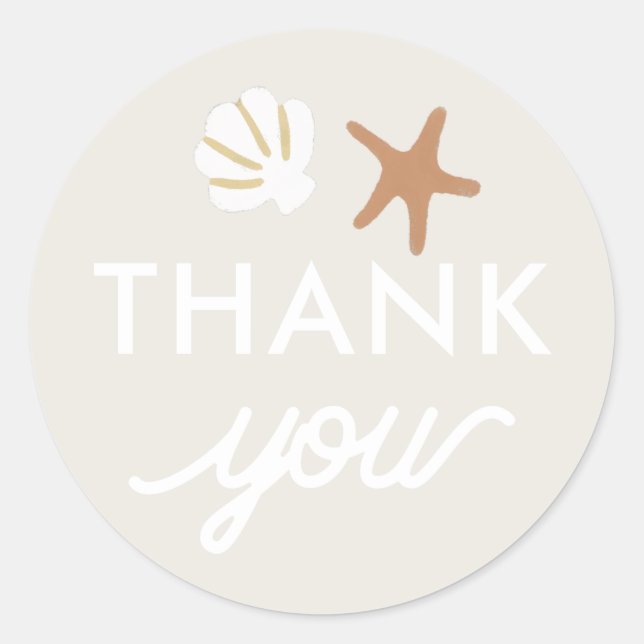 Seashell Beach Starfish Gift Thank You Favor Classic Round Sticker (Front)