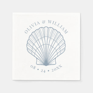 Seashell Beach Wedding Coastal Dusty Blue Napkin
