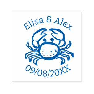 Seashell Beach Wedding Cute CRAB CUSTOM Self-inking Stamp