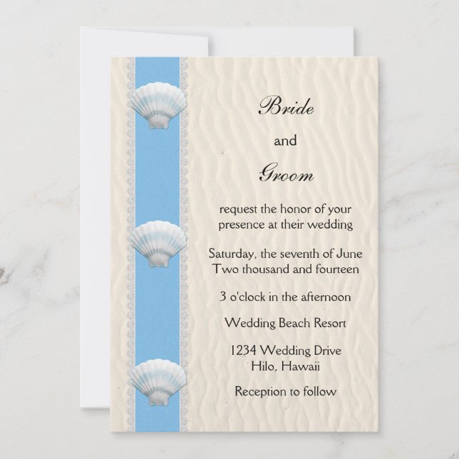 Seashell Beach Wedding Invitation (Front)