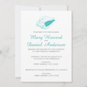 Seashell Beach Wedding Invitation (teal)