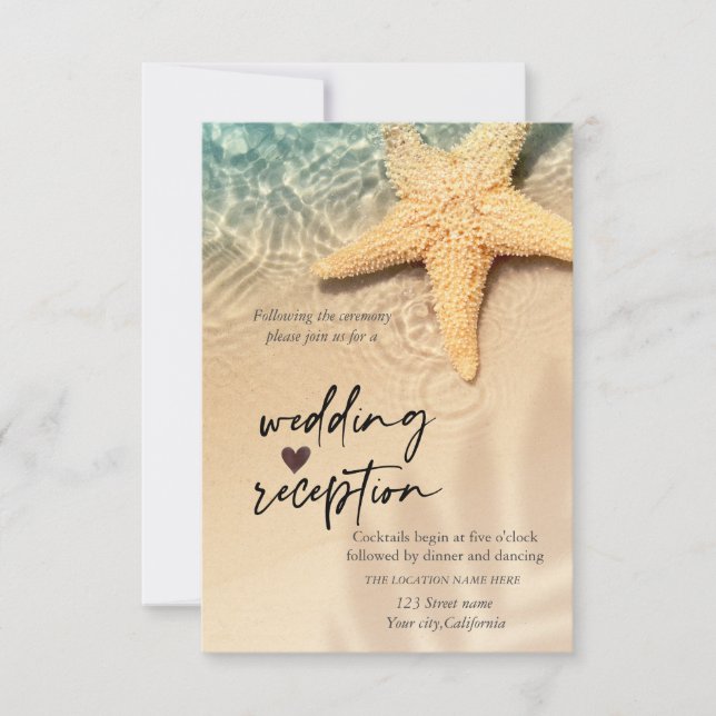 Seashell Beach Wedding Reception  Invitation (Front)