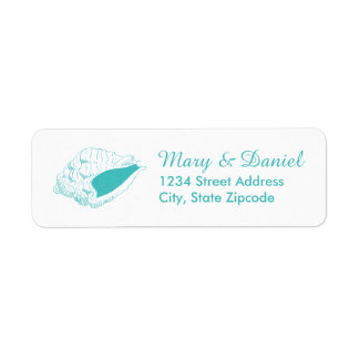 Seashell Beach Wedding Return Address Label (teal)