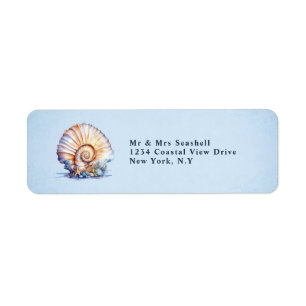 Seashell beach wedding return address stickers