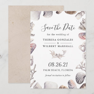Seashell Beach Wedding Save The Date Card