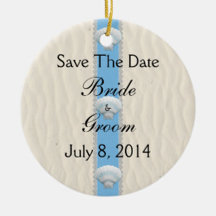 Seashell Beach Wedding Save The Date Ceramic Tree Decoration