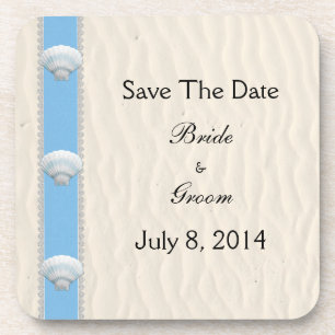 Seashell Beach Wedding Save The Date Coaster