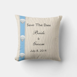 Seashell Beach Wedding Save The Date Cushion