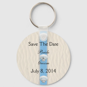Seashell Beach Wedding Save The Date Key Ring