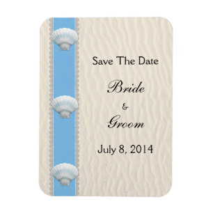 Seashell Beach Wedding Save The Date Magnet