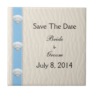 Seashell Beach Wedding Save The Date Tile