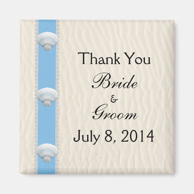 Seashell Beach Wedding Thank You Magnet (Front)