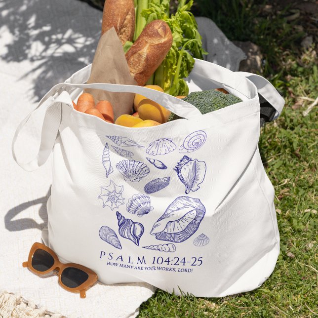 Seashell Bible Verse Tote Bag (Creator Uploaded)