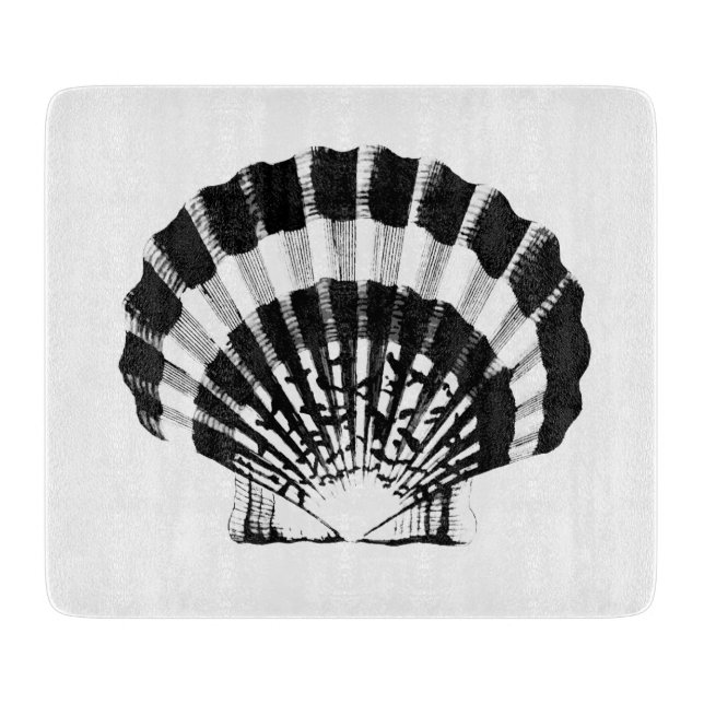 Seashell - black and white cutting board (Front)