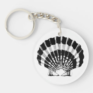 Seashell - black and white key ring