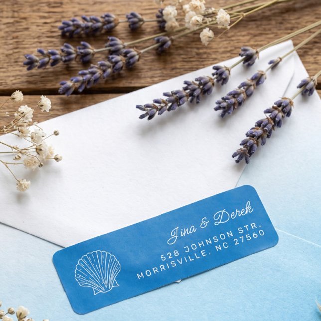 Seashell Blue Wedding Return Address (Creator Uploaded)