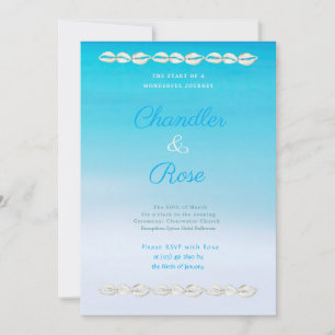 Seashell Bordered Beach Wedding Invitation