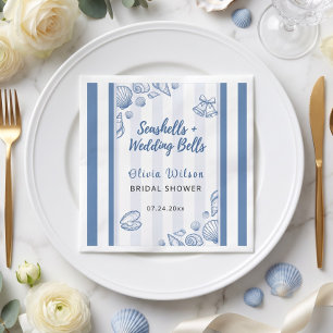 Seashell Bridal Shower Blue Nautical Custom Napkin