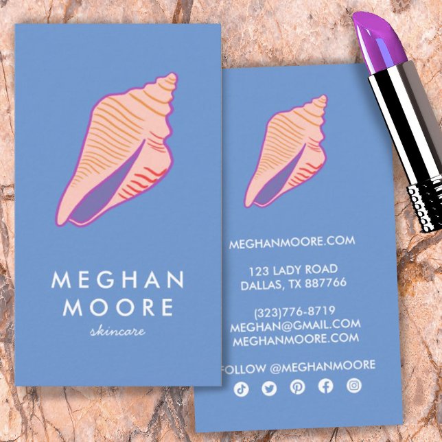 Seashell Chic Beach Beauty Salon Simple Modern  Business Card (Creator Uploaded)