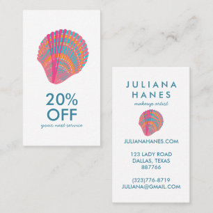 Seashell Chic Minimalist Beachy Colorful Discount Card