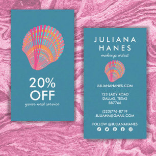 Seashell Chic Minimalist Beachy Colourful Cool Discount Card