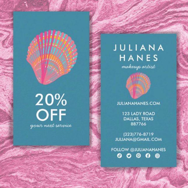 Seashell Chic Minimalist Beachy Colourful Cool Discount Card (Creator Uploaded)