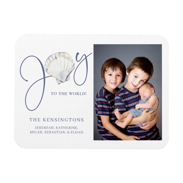 Seashell Christmas Joy Holiday Photo Magnet (Horizontal)