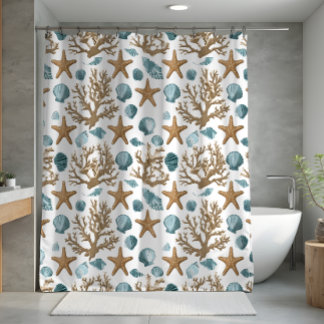 Seashell Coastal Beach Bathroom Decor Design 394 Shower Curtain