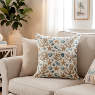 Seashell Coastal Beach Decor Design 394 Cushion
