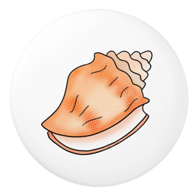 Seashell Coastal Beach House Ceramic Knob (Front)