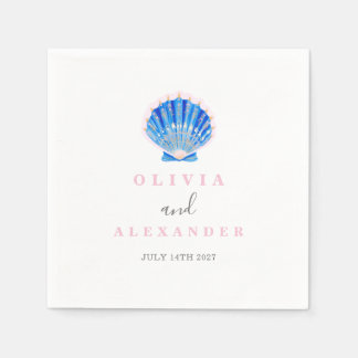 Seashell coastal beach wedding napkin