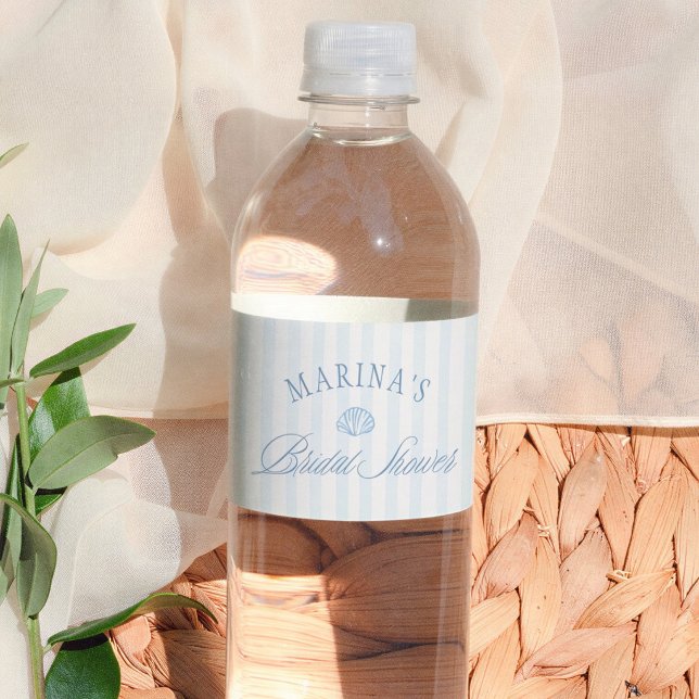 Seashell Coastal Bridal Shower Water Bottle Label (Creator Uploaded)