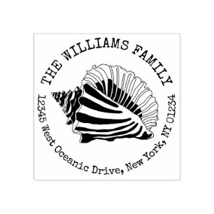 Seashell Coastal Create Your Own Return Address Rubber Stamp