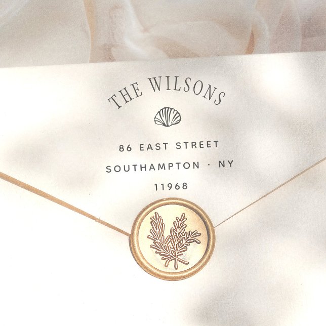 Seashell Coastal Elegant Return Address Rubber Stamp (Creator Uploaded)