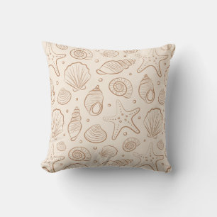 Seashell Coastal Nautical Boho Beach Neutral Cream Cushion
