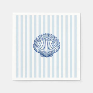 Seashell Coastal Painting Nautical Stripe  Napkin