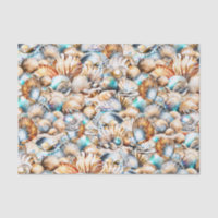Seashell collage tropical iridescent nautical chic