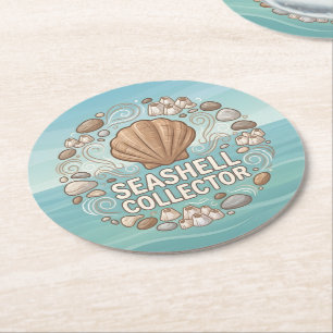 Seashell Collector Round Paper Coaster