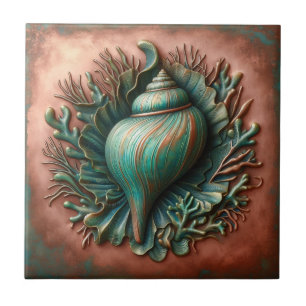 Seashell Copper and Patina Beach House Tile