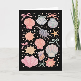 Seashell Coquette Bow Beach Summer Vacation Family Card