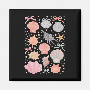 Seashell Coquette Bow Beach Summer Vacation Family Magnet