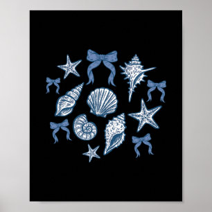 Seashell Coquette Bow Summer Hawaii Beach Vacation Poster