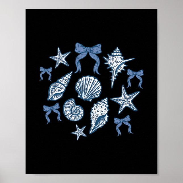 Seashell Coquette Bow Summer Hawaii Beach Vacation Poster (Front)