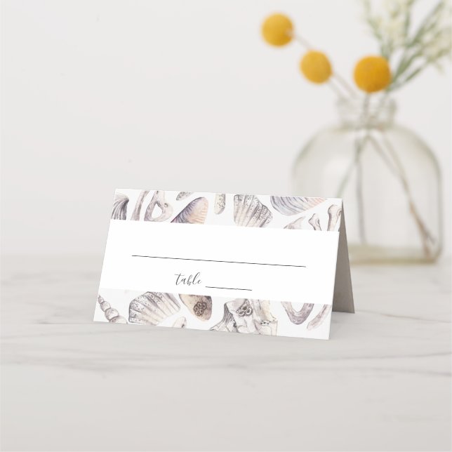 Seashell Coral Beach Wedding Place Card (Front)
