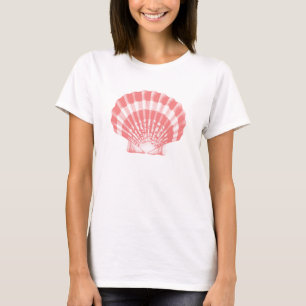 Seashell - coral pink and white T-Shirt