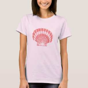 Seashell - coral pink and white T-Shirt