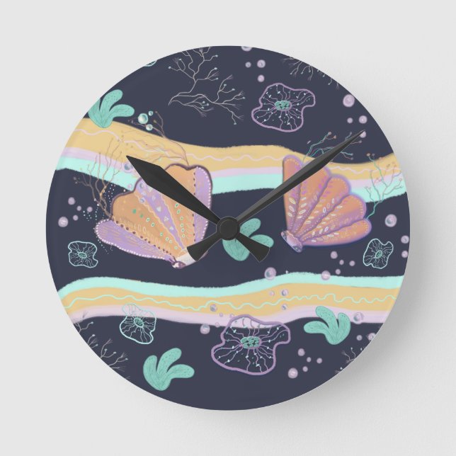 seashell drawing  round clock (Front)