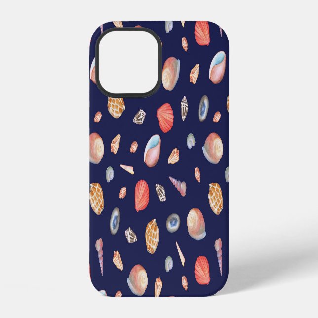 Seashell Elegance: Summer Blue Pattern. iPhone Case (Back)